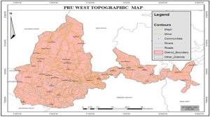 Pru West District Relief and Drainage Map