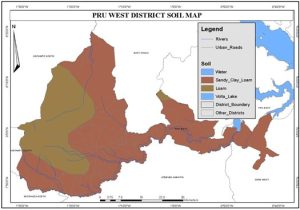 Pru West District Soil and Water Resources Map